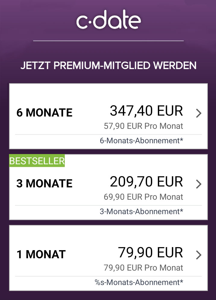 C-Date App Preise