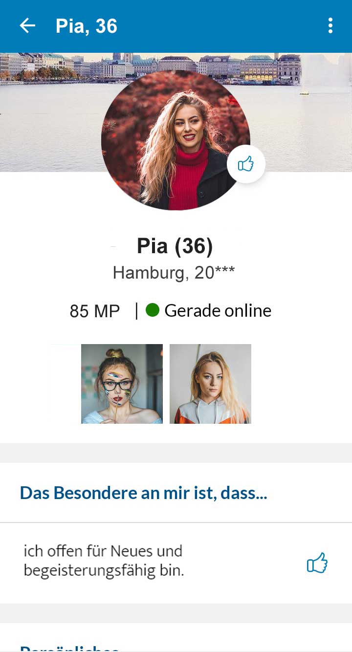 Elitepartner Profil in der App