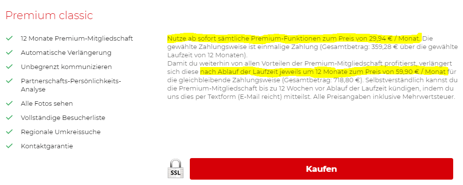 Konditionen der Verlängerung beim Rabatt